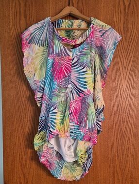 Hailey Lyn Rainbow Tropical Palm Leaf Top Sz XL